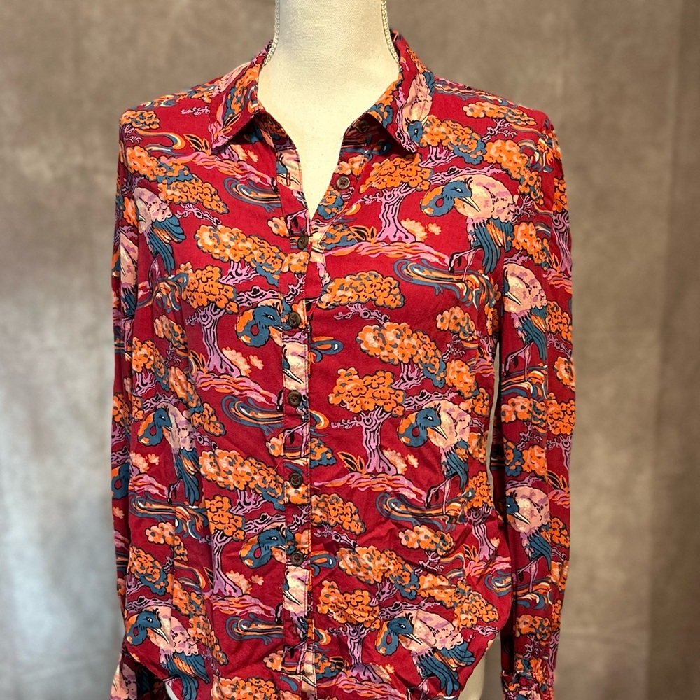 Vibrant Red Patterned Shirt